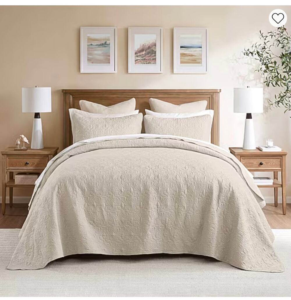 NEW! Madison Park Mansfield Queen Size Ivory 3pc Bedspread Set